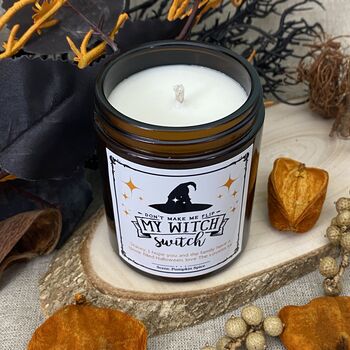 Halloween Flip My Witch Switch Personalised Candle, 3 of 3