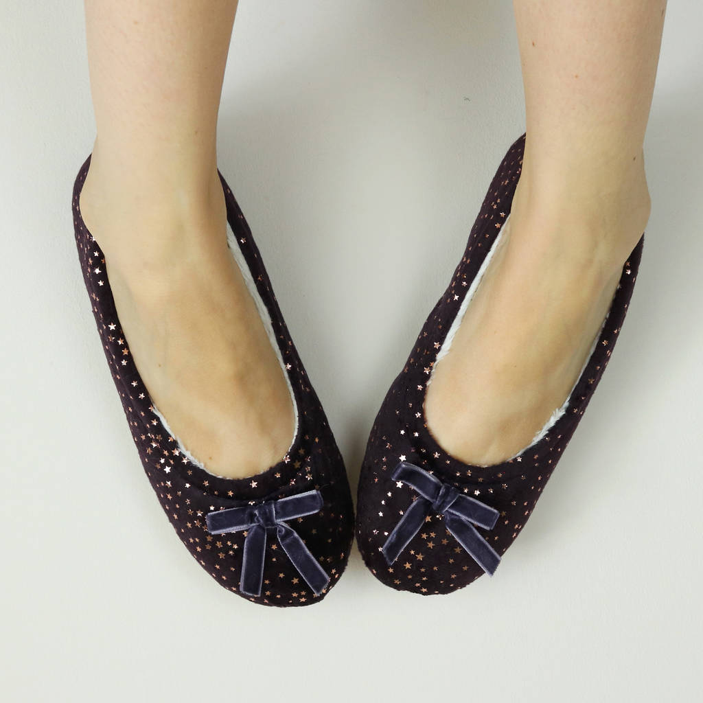 Rose Gold Star Velvet Ballet Slippers By Hayley & Co ...