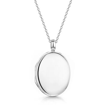 Large Personalised Sterling Silver Oval Locket Necklace, 3 of 9