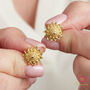 Filigree Gold Plated Flower Petal Shaped Stud Earrings, thumbnail 5 of 9