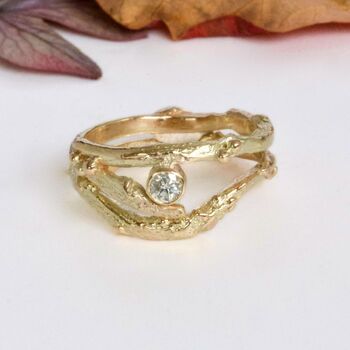 Diamond Organic Twig Engagement And Wedding Ring, 2 of 8