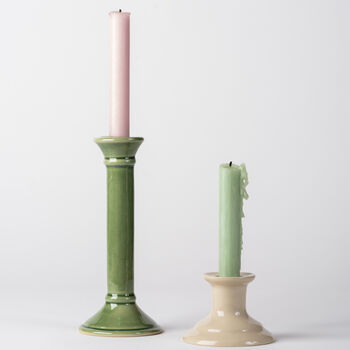 Handmade Pale Grey Ceramic Tall Taper Candlestick, 3 of 3