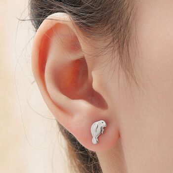 Sterling Silver Walrus And Manatee Mismatched Stud Earrings, 4 of 11