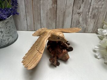 Hand Carved Wooden Soaring Eagle Sculpture Ornament, 2 of 12