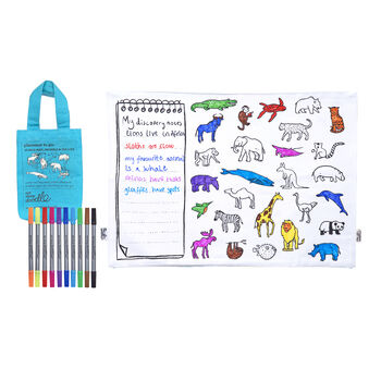 World Map; Animals And Sea Life Placemat Kit +10 Pens, 4 of 5