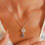 Lotus Blue Cubic Zirconia Sterling Silver Necklace, thumbnail 1 of 10