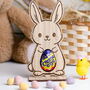 Personalised Bunny Easter Egg Holder – Custom Wooden Chocolate Display For Children – Thoughtful Spring Keepsake, thumbnail 1 of 7