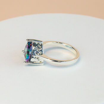 Purple Iridescent Triangular Crystal Ring, 4 of 4