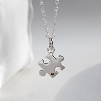 Sterling Silver And Ruby Jigsaw Puzzle Necklace, 2 of 5
