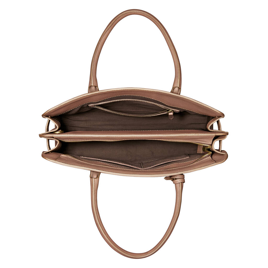 Personalised Women’s Leather Briefcase Tote 'Enrica' By Maxwell Scott