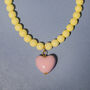 Buttermilk Yellow Bead And Pink Heart Necklace, thumbnail 4 of 6