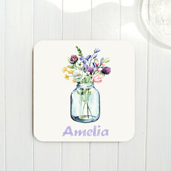 Personalised Pot Of Flowers Coaster, 2 of 3
