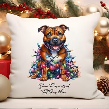 Personalised Staffordshire Bull Terrier In Christmas Lights, 11 of 11