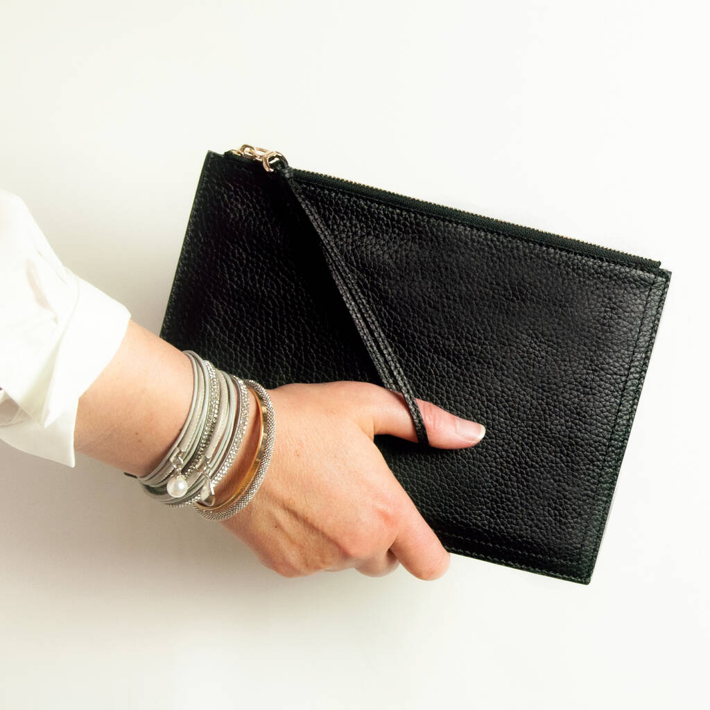 Leather Wristlet Clutch Bag By The Stamford Studio