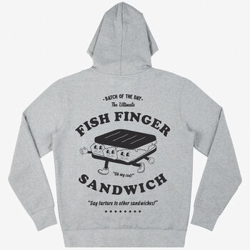 Fish Finger Sandwich Unisex Graphic Hoodie In Grey, 7 of 7