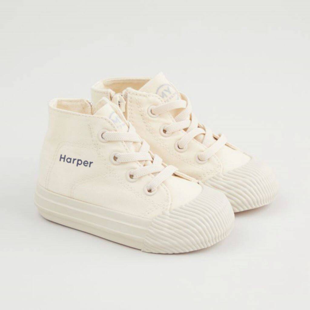 Personalised Ivory Kids High Top Trainers, 1 of 5