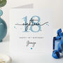 Personalised 18th Birthday Card For Him Modern Blue Keepsake Design, thumbnail 1 of 4