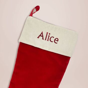 Personalised Red Velvet Christmas Stocking, 3 of 5