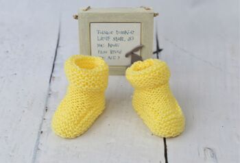 Hand Knitted Baby Booties Yellow, 4 of 4