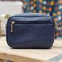 Single Zip Cross Body Bag In Navy Blue, thumbnail 2 of 2