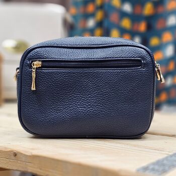 Single Zip Cross Body Bag In Navy Blue, 2 of 2