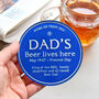 Personalised Blue Plaque Coaster For Dad, thumbnail 1 of 5