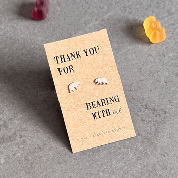 Thank You Sterling Silver Bear Earrings, 2 of 9