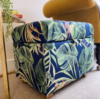 Footstool With Storage In Tropical Monkey Print, 2 of 3