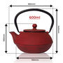 Red Tenshi Cast Iron Teapot 600ml, thumbnail 2 of 5
