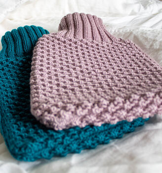 Hand Knit Hot Water Bottle In Rose Pink, 3 of 4