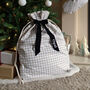 Personalised Beige Gingham Gift Sack Velvet Bow, thumbnail 1 of 5