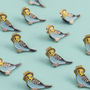 Budgie In A Trilby Enamel Pin Badge, thumbnail 3 of 3