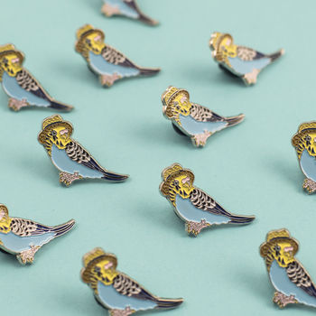 Budgie In A Trilby Enamel Pin Badge, 3 of 3