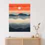 Low Sun High Tide Blue Orange Seascape Wall Art Print, thumbnail 1 of 6