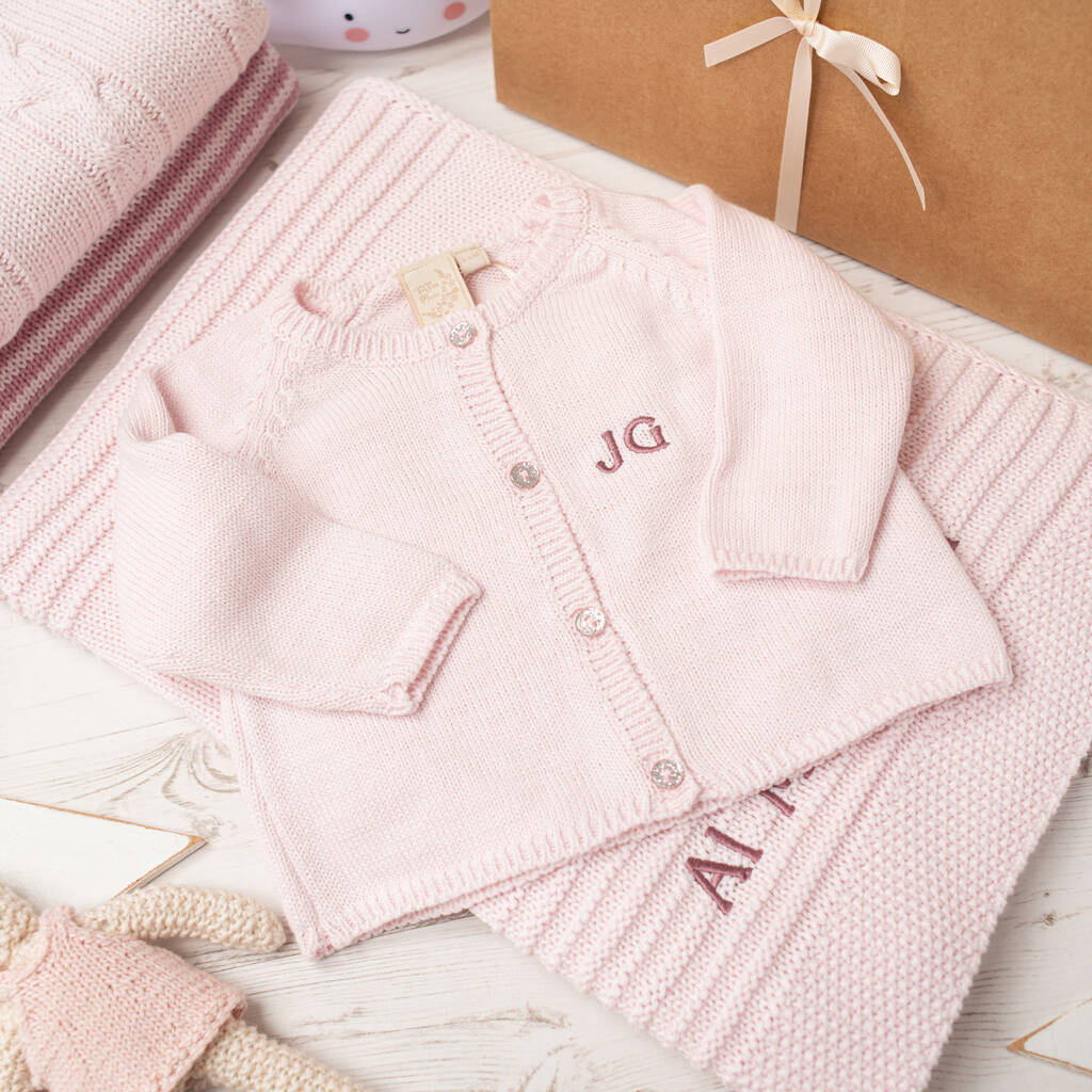 Baby Girl Pink Sparkle Cardigan And Blanket Gift Set, 1 of 9