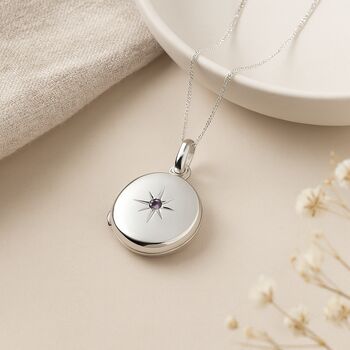 Personalised Sterling Silver June Birthstone Locket – Alexandrite, 3 of 8