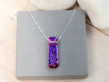 Purple And Pink Dichroic Glass Pendant, Sterling Silver Necklace, 6 of 7