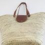 French Market Basket Bag Long Tan Leather Handles, thumbnail 6 of 7