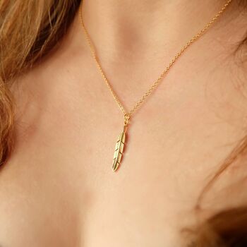 Gold Plated Feather Necklace, 2 of 4