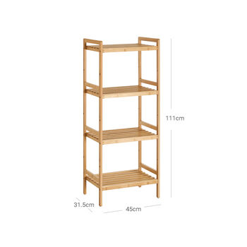 Four Tier Natural Brown Bamboo Bathroom Kitchen Shelves, 5 of 7