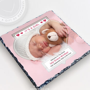 It’s A Girl New Baby Girl Premium Rock Photo Slate, 2 of 6