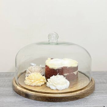Glass Cake Dome With Wood Cake Stand Country Home, 7 of 7