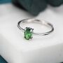 Sterling Silver Created Green Emerald Oval Ring, thumbnail 6 of 12