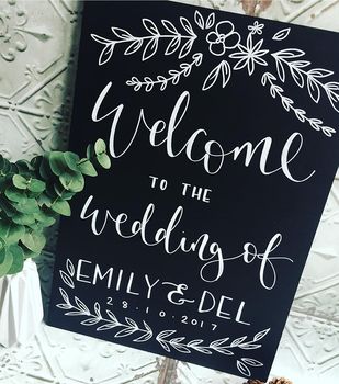 Personalised Chalkboard Wedding Welcome Sign, 4 of 6