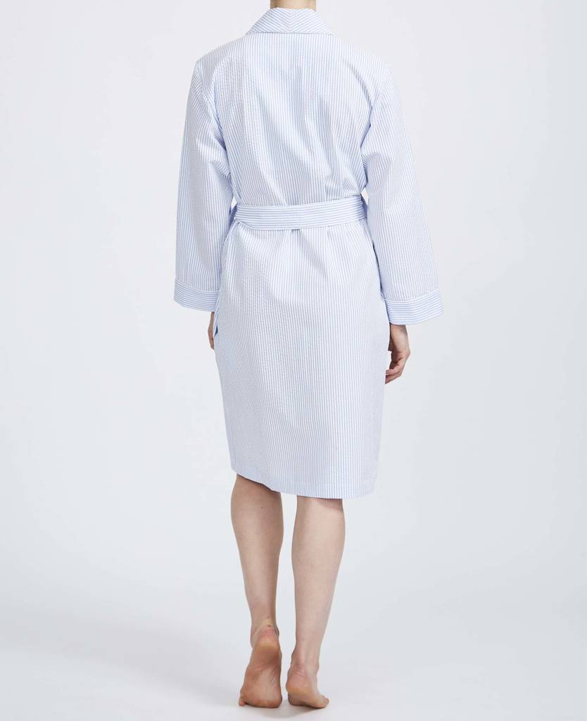 Women's Porthtowan Seersucker Mid Length Robe By BRITISH BOXERS