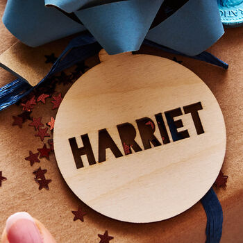 Personalised Wooden Bauble Christmas Gift Tag, 2 of 2