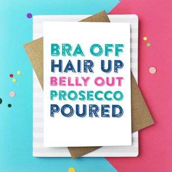 Bra Off Hair Up Belly Out Greeting Card, 4 of 6