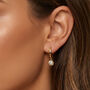 Gold Or Silver Women's Dainty Huggie Hoop Earrings With Round Stone Charm, thumbnail 1 of 6