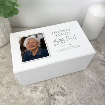 Personalised Forever Loved Photo Cremation Urn For Ashes 1440ml, 2 of 10