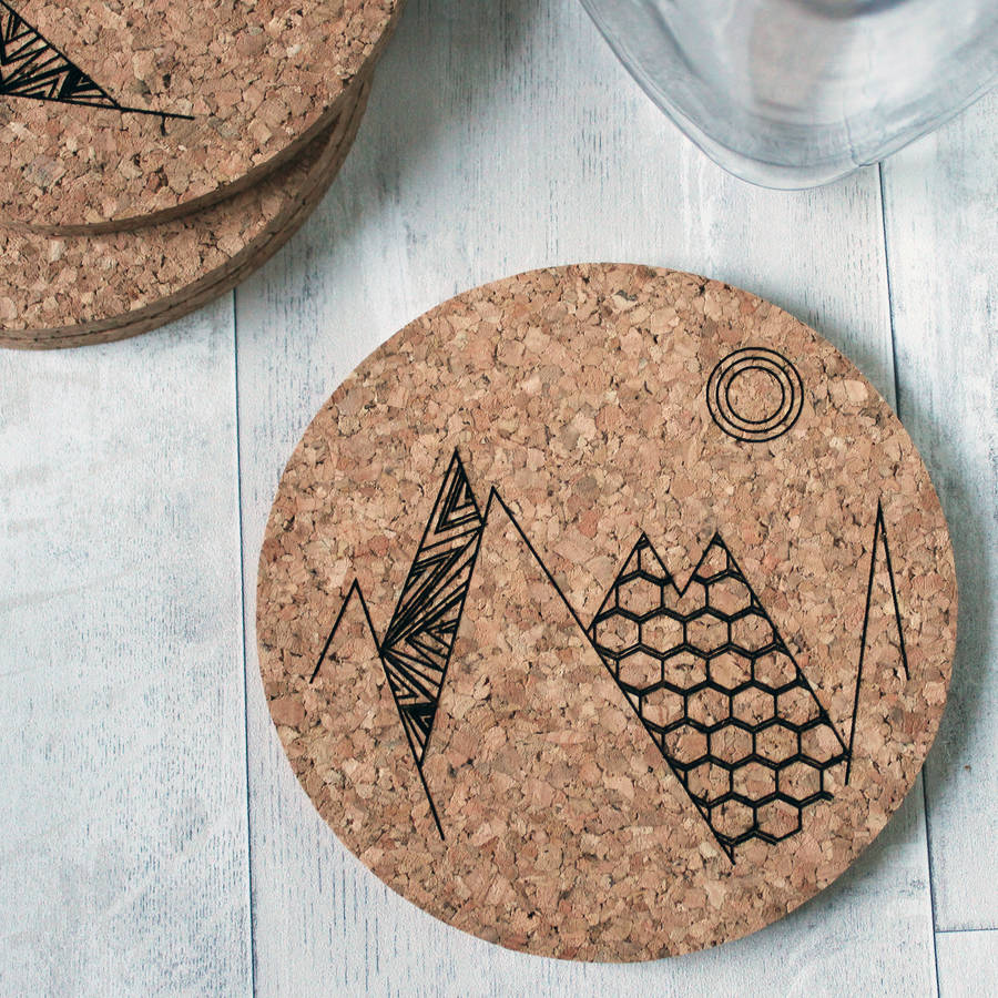 cork coaster set of four by rocket and fox